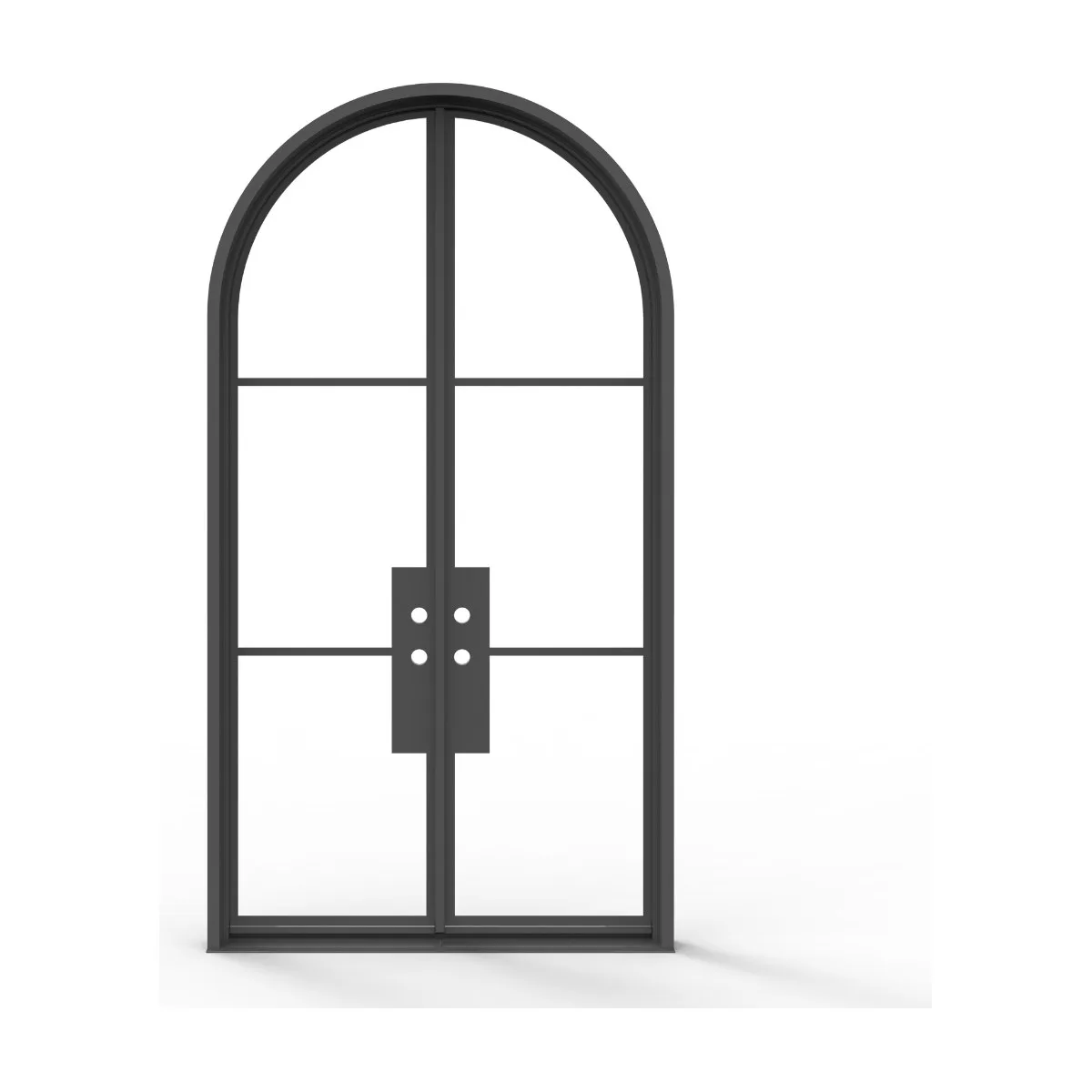 Chateau Steel French 3 Lite Arch Top Double Door with Clear Glass