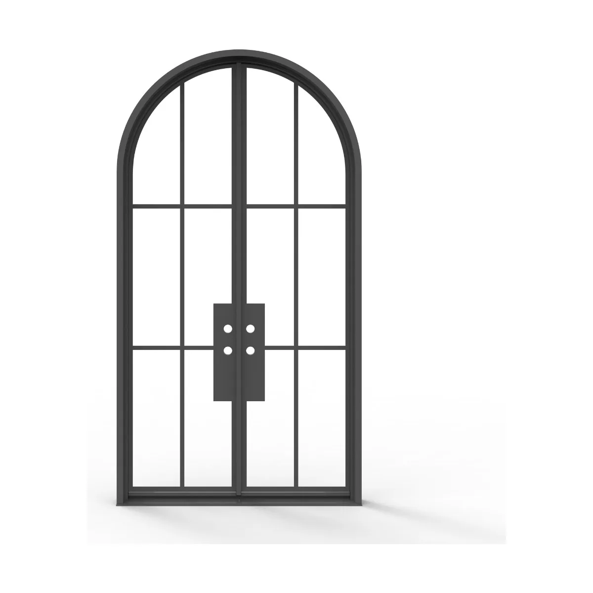 Chateau Steel French 6 Lite Arch Top Double Door with Clear Glass
