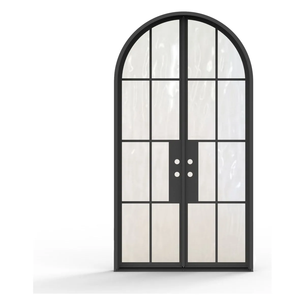 Chateau Steel French 8 Lite Arch Top Double Door with Flemish Glass