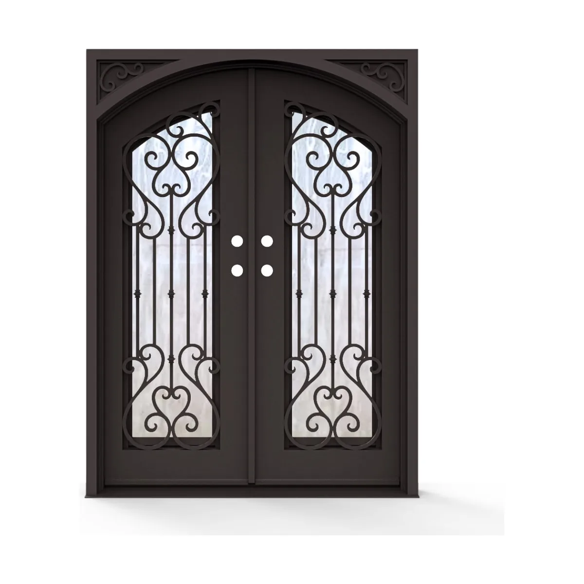 Forge Ravenna Wrought Iron Double Door with Flemish Glass