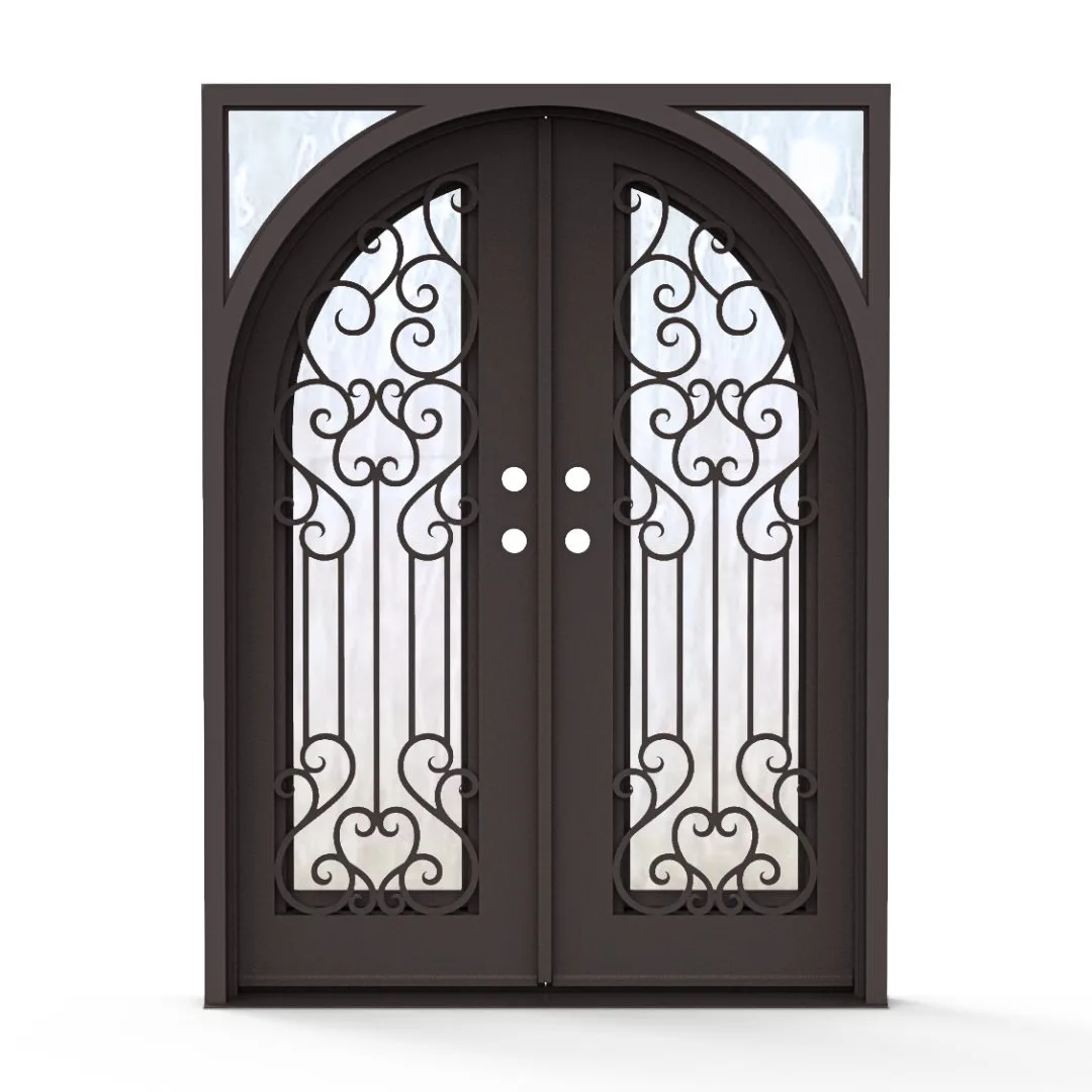 Forge Roma Wrought Iron Double Door with Flemish Glass
