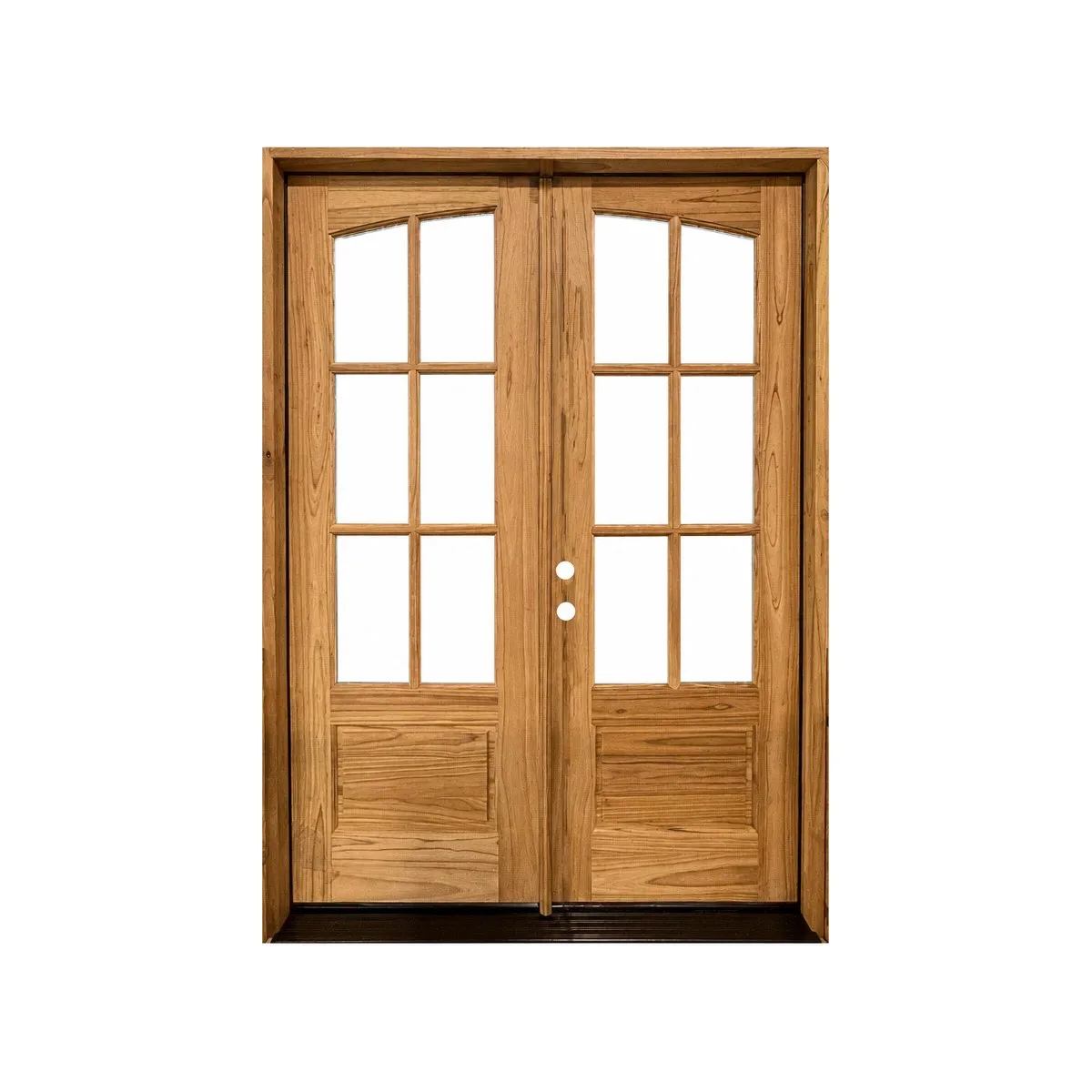 Heritage Collection torrefied mahogany six lite arch glass over panel double door