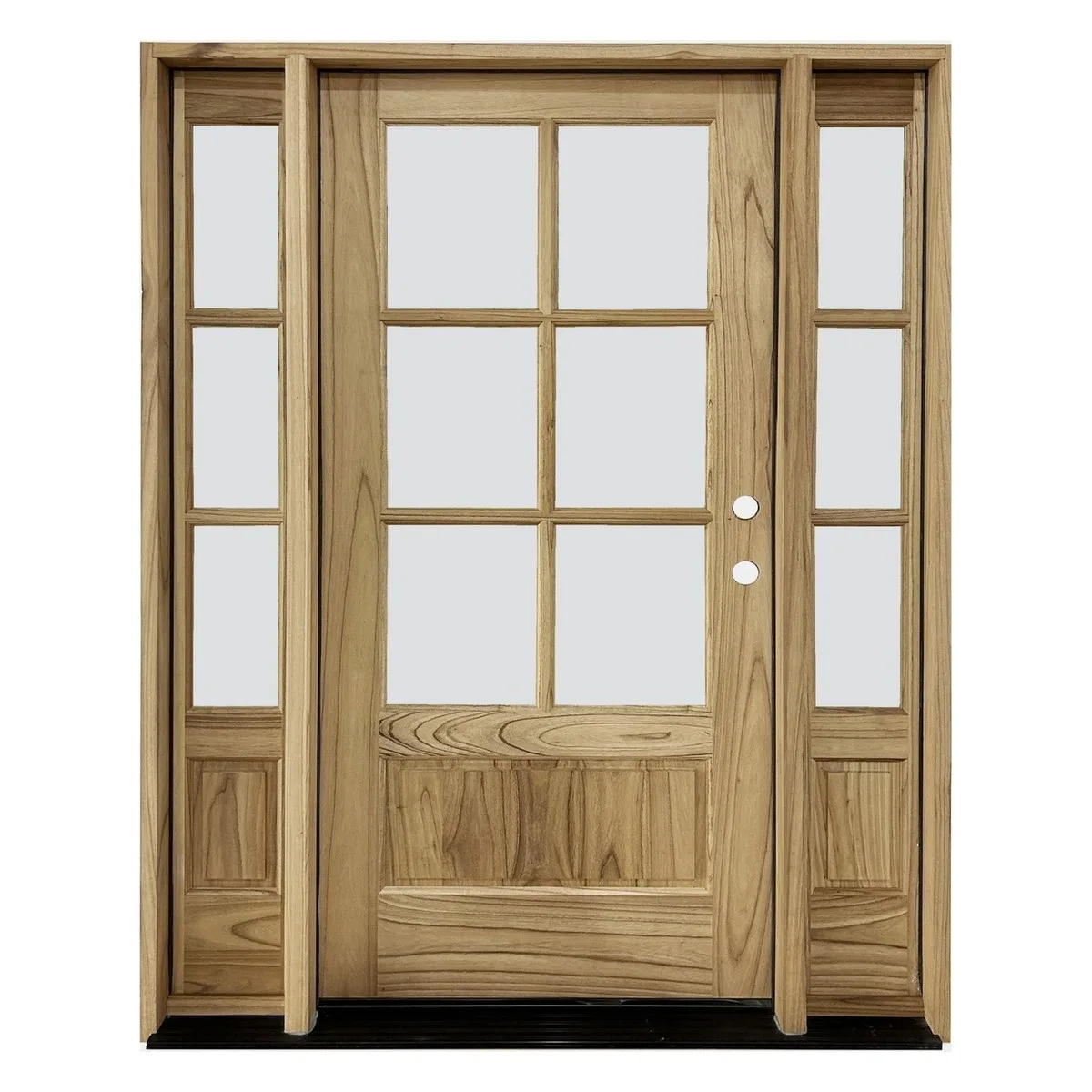 Heritage Torrefied Mahogany 6 Lite Over Panel Single Door with Sidelights