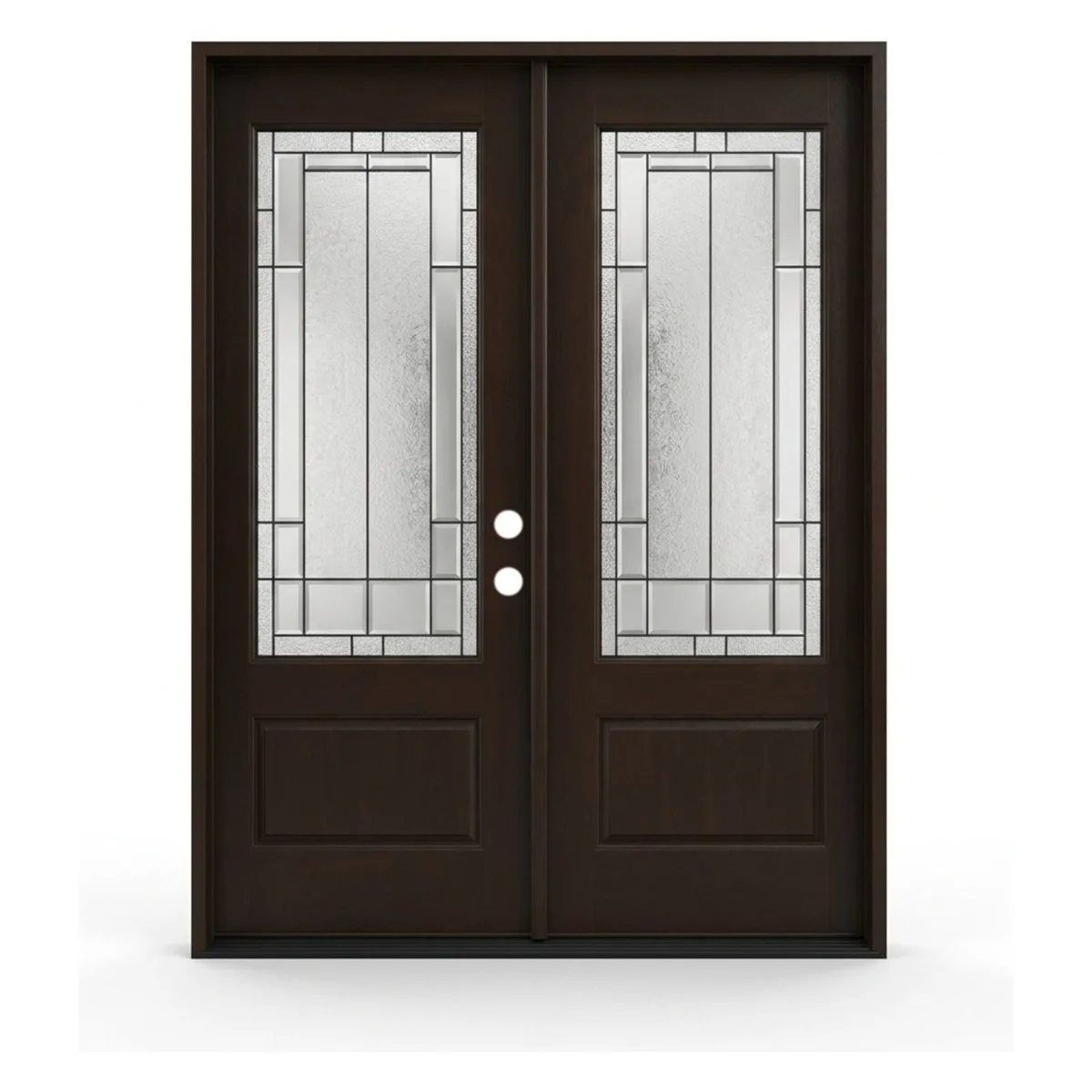 Valera Valencia Fiberglass Double Door - Pre-Finished Mahogany Grain