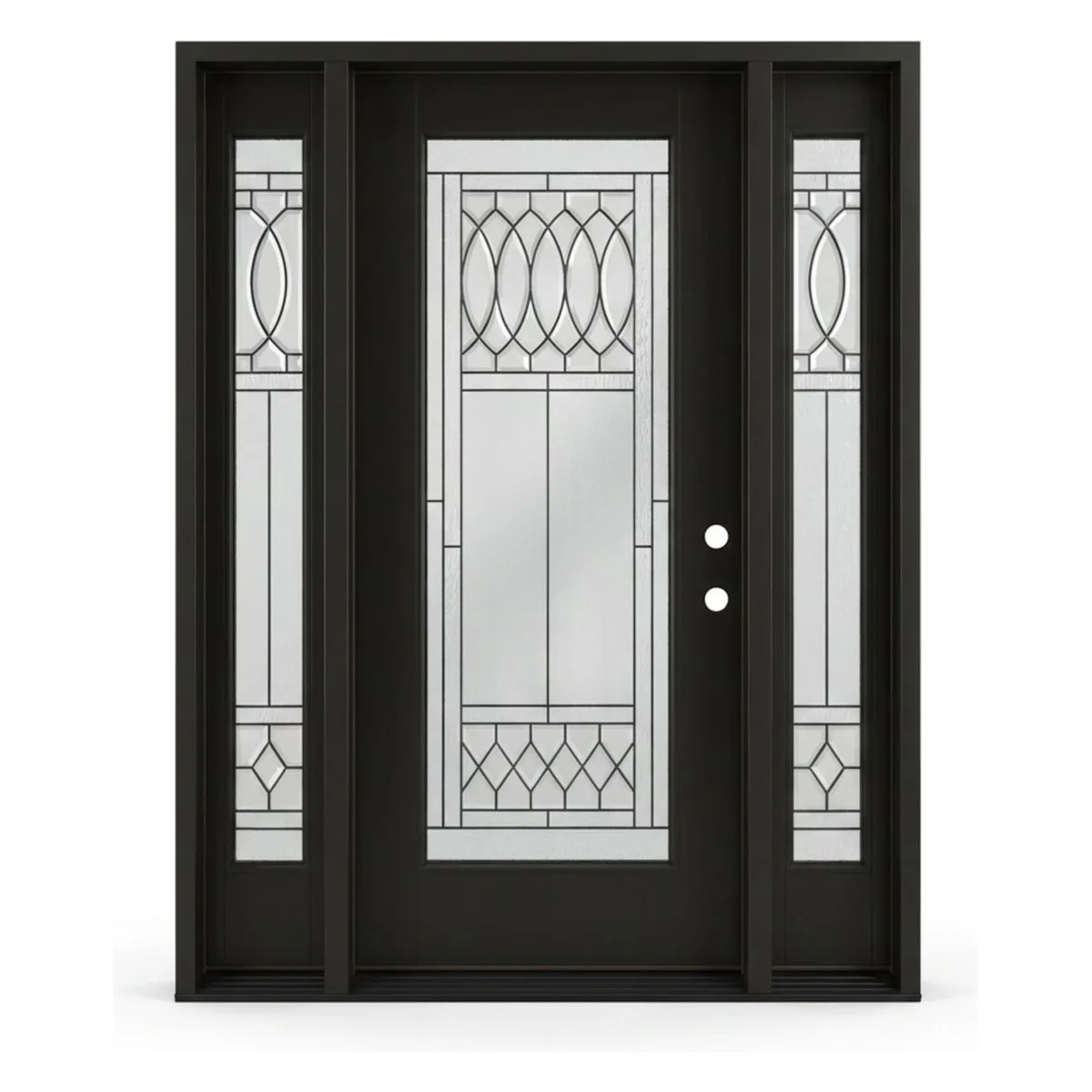 Valera Madrid Fiberglass Single Door with Sidelights - Prefinished Black