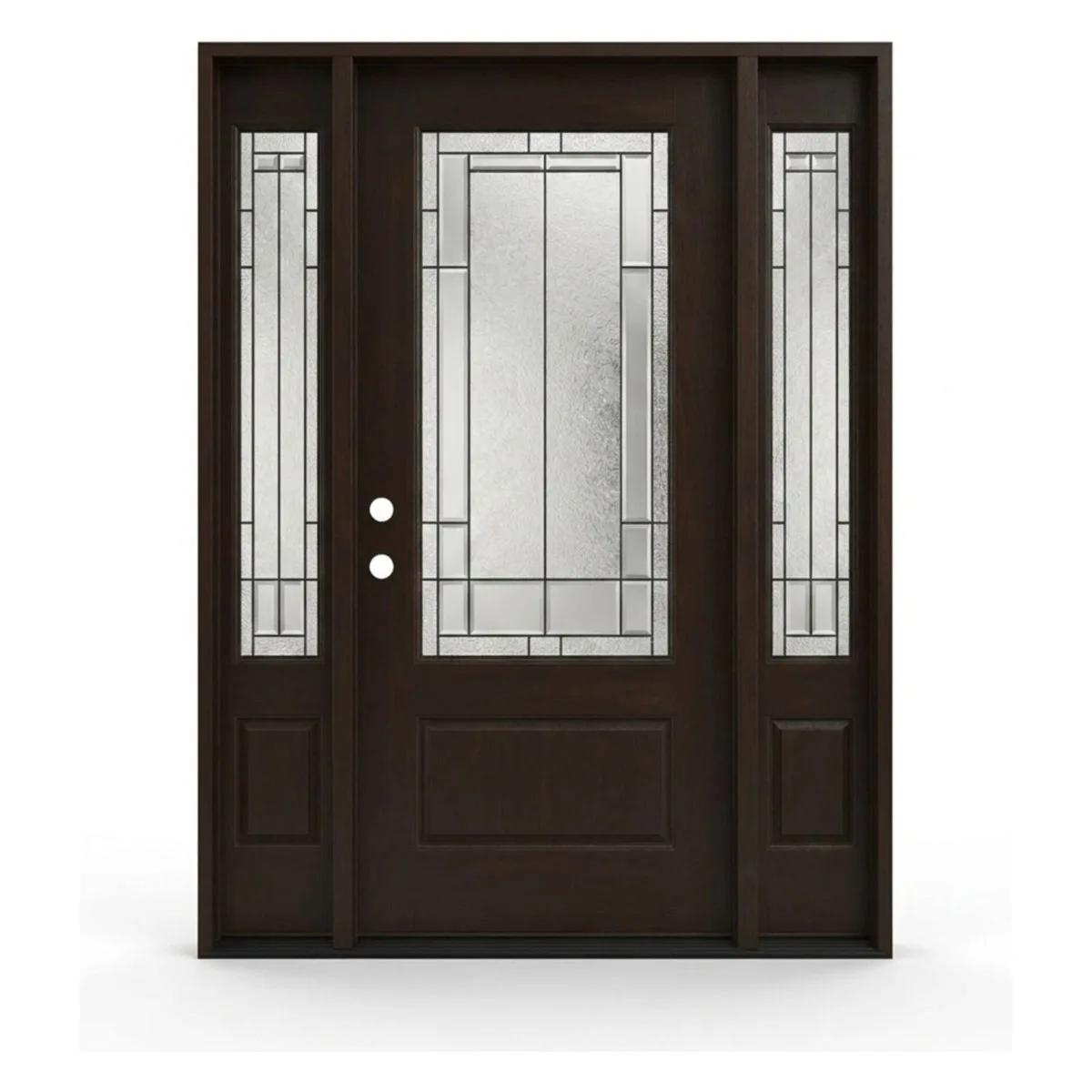 Valera Valencia Fiberglass Door with Sidelights - Pre-Finished Mahogany Grain
